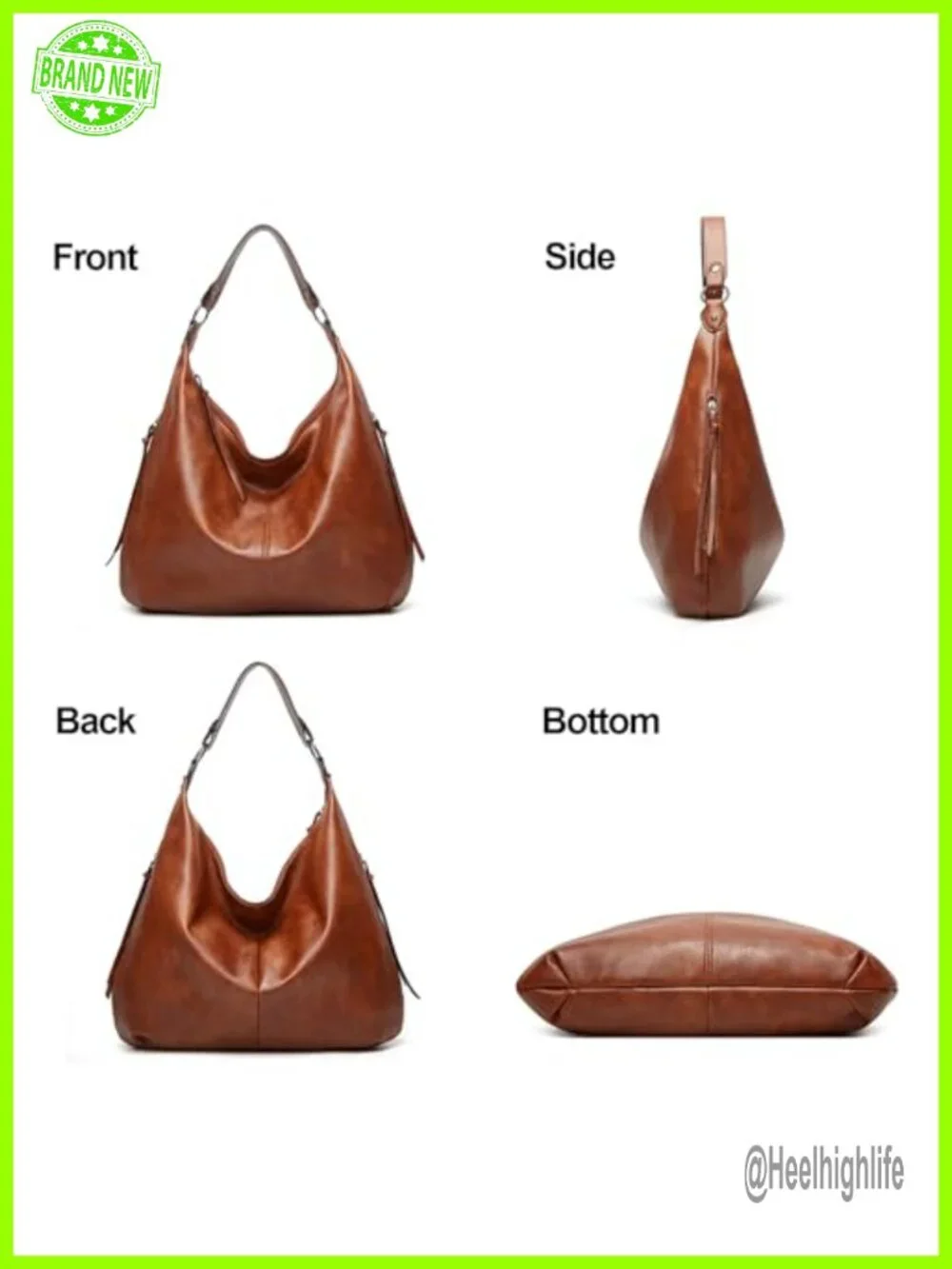 PU Leather 3-in-1 Hobo Crossbody Shoulder Handbag Set Large Capacity